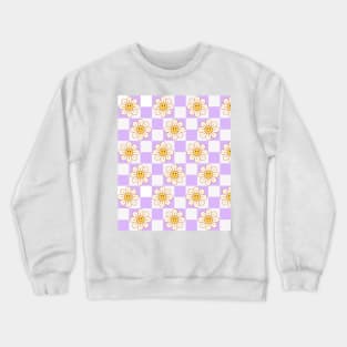 Floral Checkerboard Lila pattern Crewneck Sweatshirt